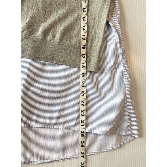 ESCADA Sport Gray Blue Virgin Wool Knit Long Sleeve Layered Sweater Size S Luxe - Picture 15 of 15